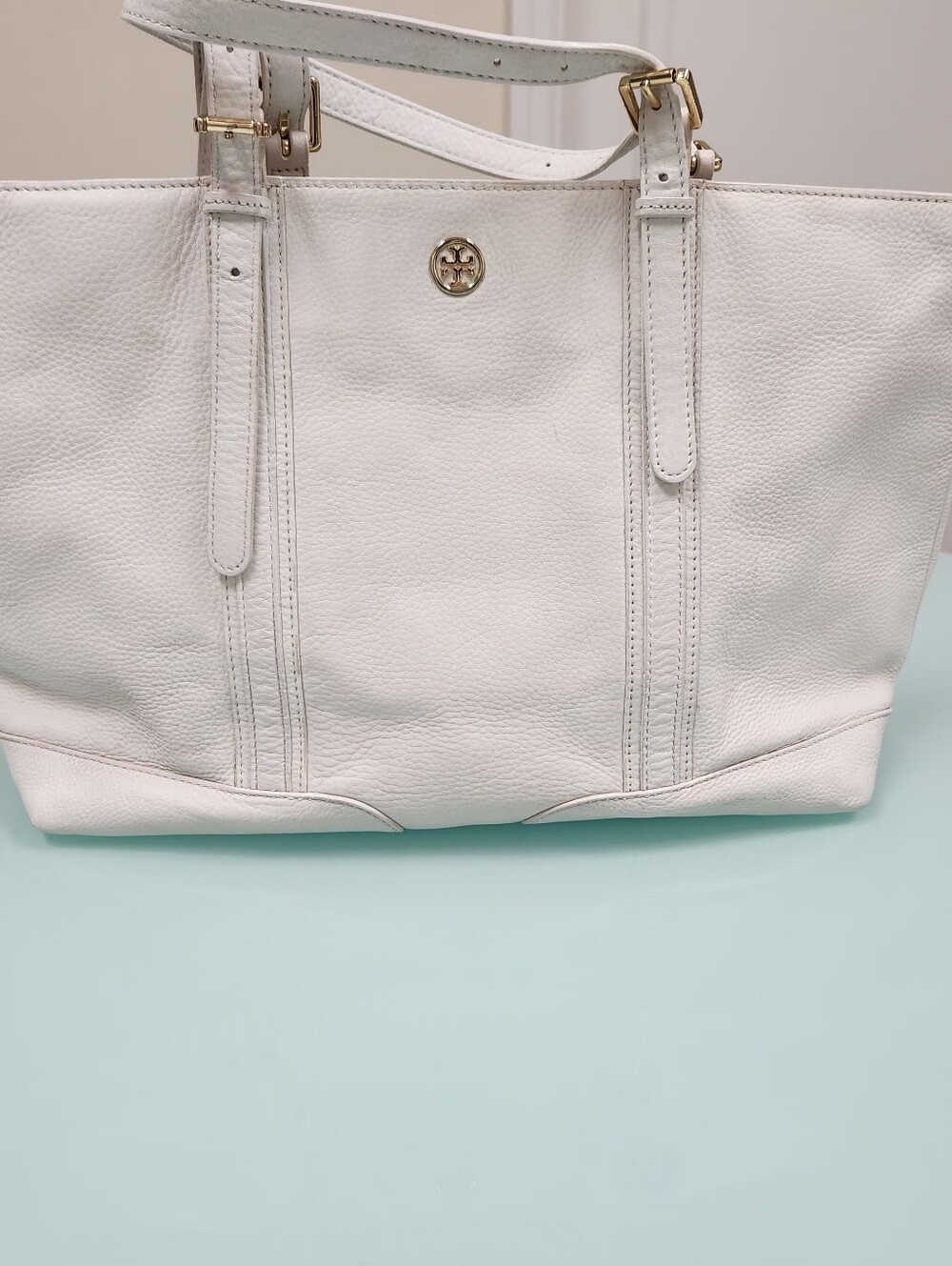 Tory Burch White Leather Tote Bag